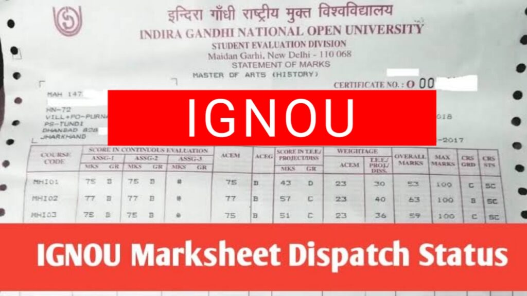 IGNOU Marksheets 2025 - Check Update